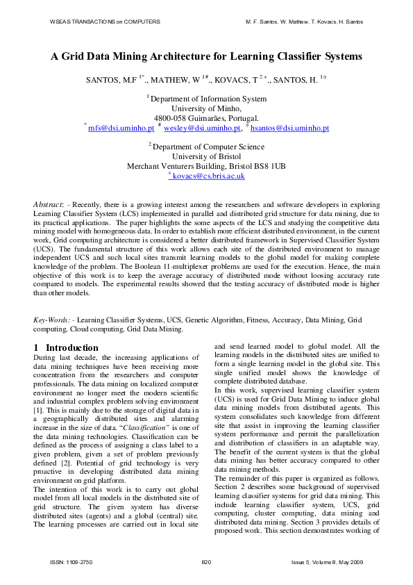(PDF) A grid data mining architecture for learning classifier systems