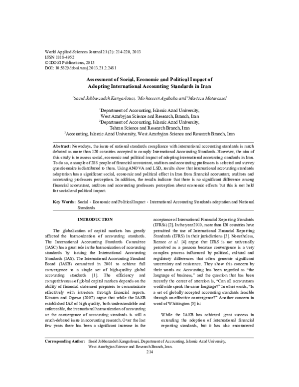 (PDF) The Impact of Adopting International Accounting Standards on the ...