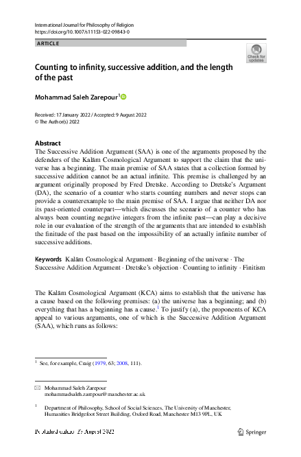 (PDF) Counting to Infinity, Successive Addition, and the Length of the Past