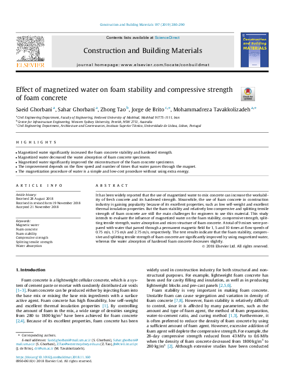 (PDF) Effect of magnetized water on foam stability and compressive ...