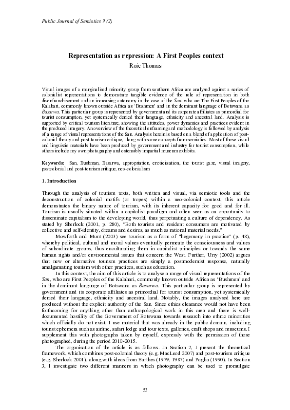 (PDF) Representation as repression: A First Peoples context