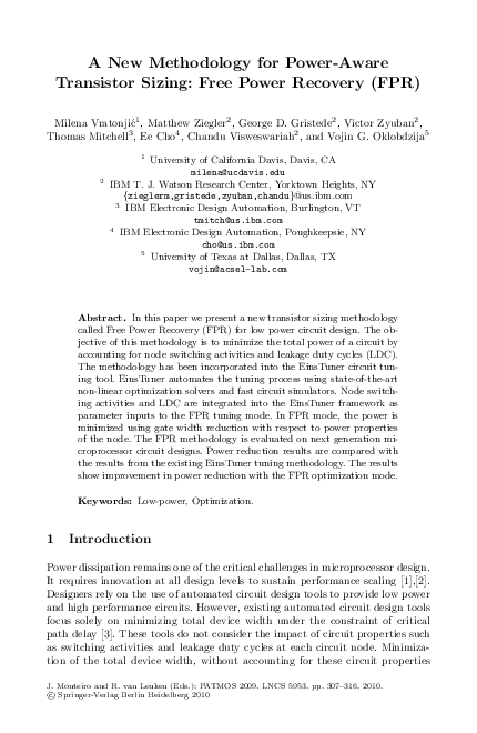 (PDF) A New Methodology for Power-Aware Transistor Sizing: Free Power ...