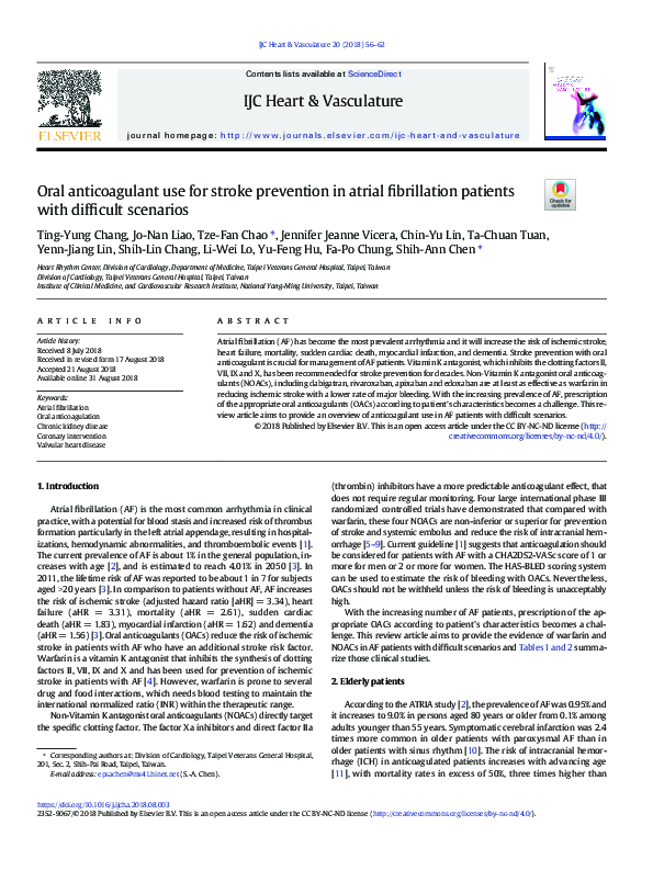 (PDF) Oral anticoagulant use for stroke prevention in atrial ...