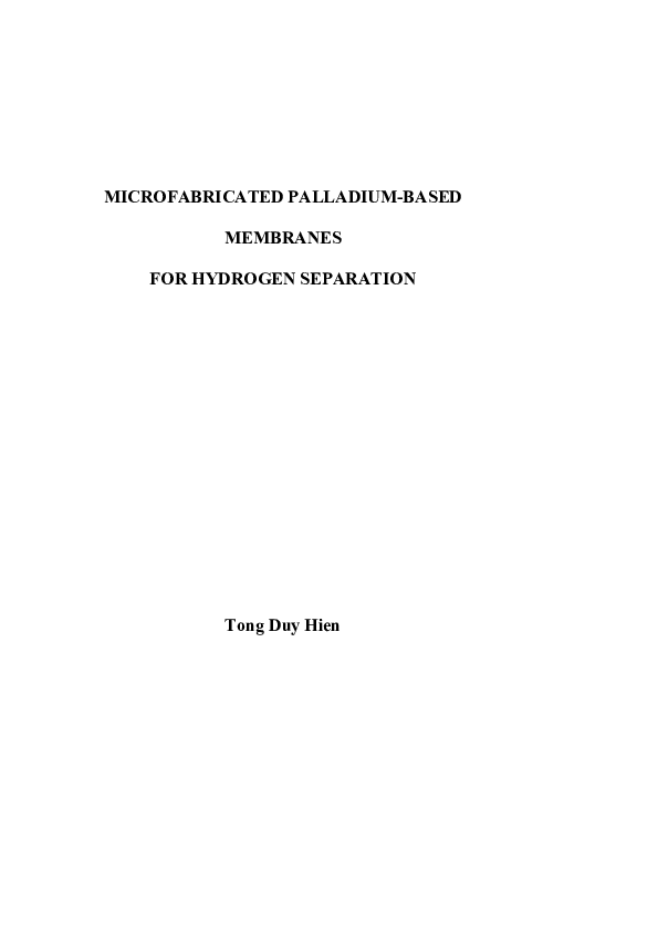 (PDF) Microfabricated palladium-based membranes for hydrogen separation