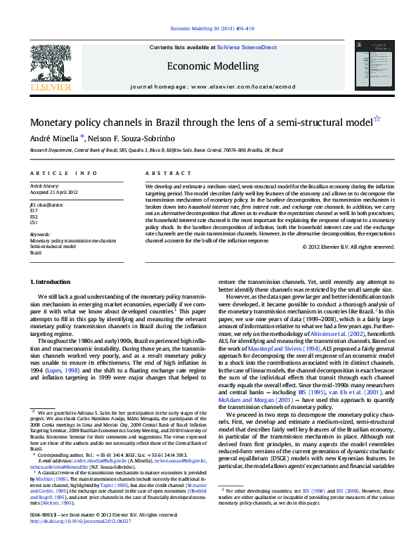 (PDF) Monetary policy channels in Brazil through the lens of a semi ...