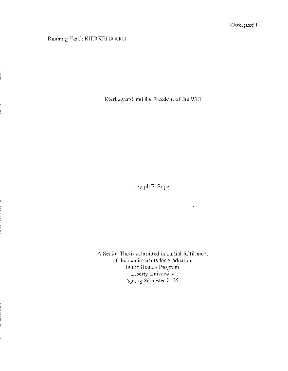 (PDF) Kierkegaard and the Freedom of the Will