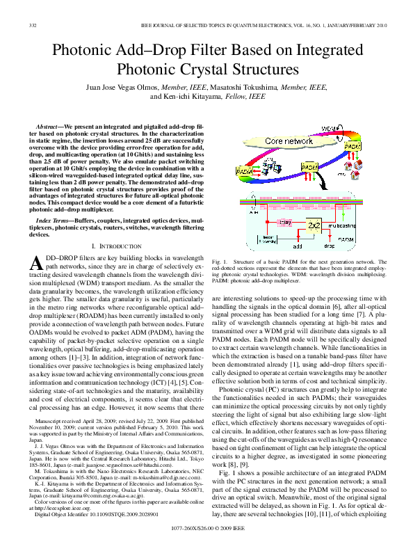 (PDF) Photonic Add–Drop Filter Based on Integrated Photonic Crystal ...
