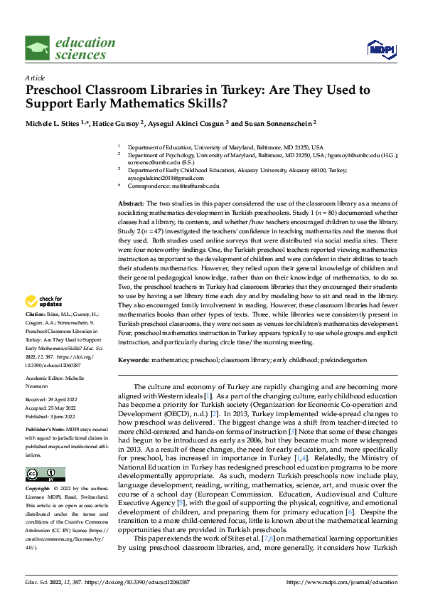 (PDF) Preschool Classroom Libraries in Turkey: Are They Used to Support ...