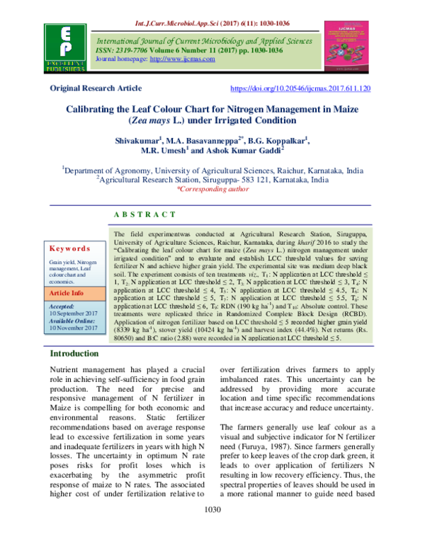 (PDF) Calibrating the Leaf Colour Chart for Nitrogen Management in ...