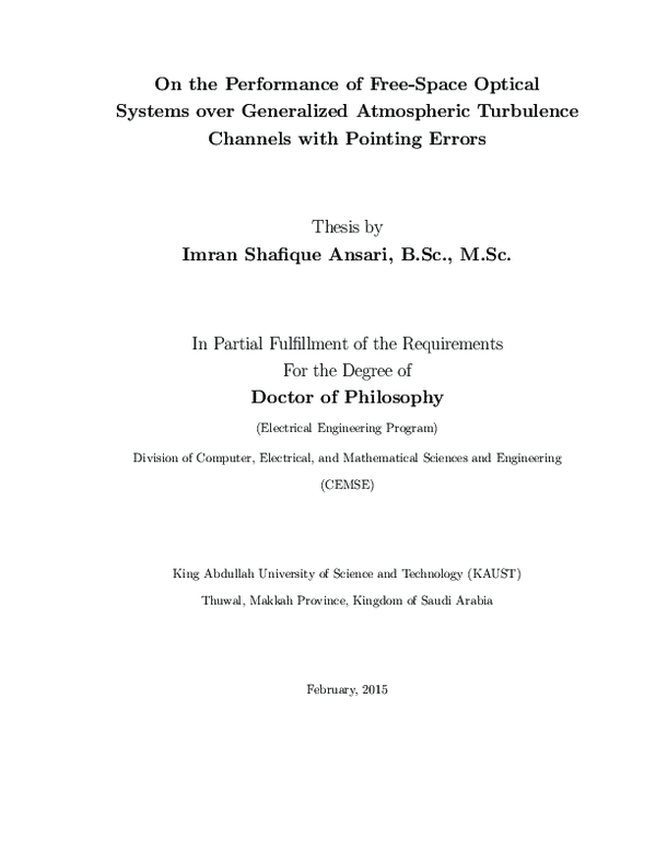 (PDF) On the Performance of Free-Space Optical Systems over Generalized ...