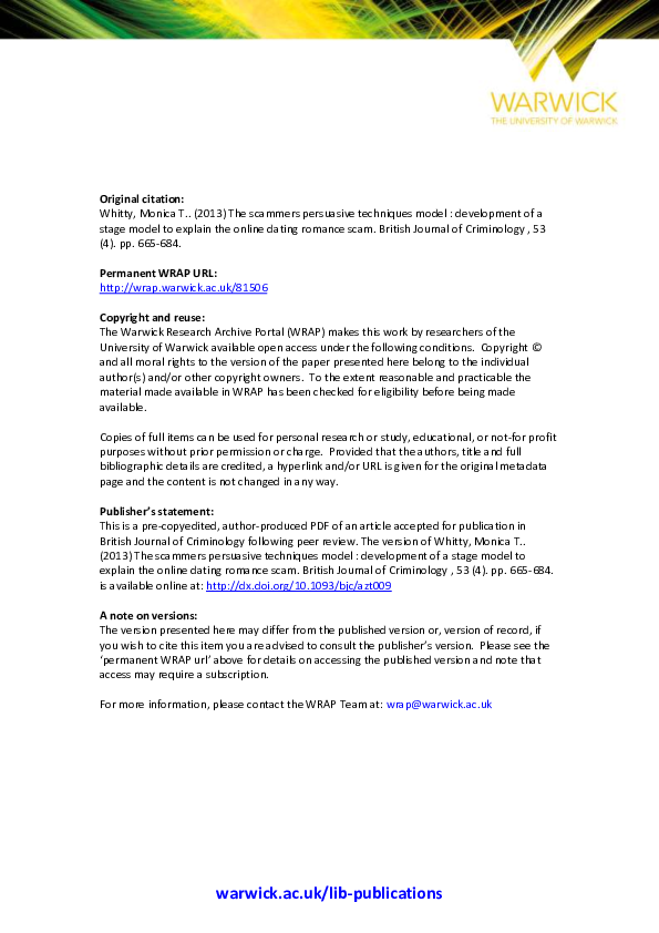 (PDF) The Scammers Persuasive Techniques Model: Development of a Stage ...