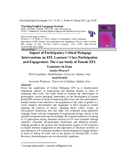 (PDF) Impact of Participatory Critical Pedagogy Interventions on EFL ...