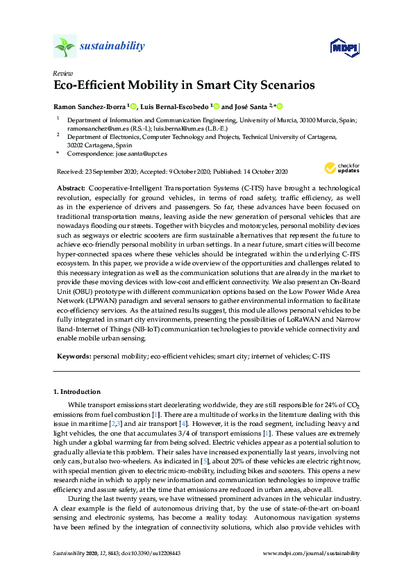 View of (PDF) Eco-Efficient Mobility in Smart City Scenarios