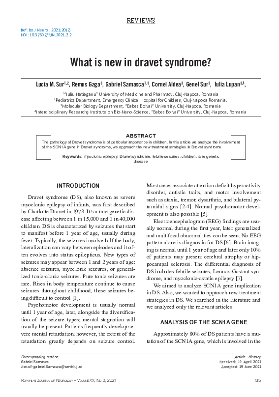 (PDF) What is New in Dravet Syndrome?