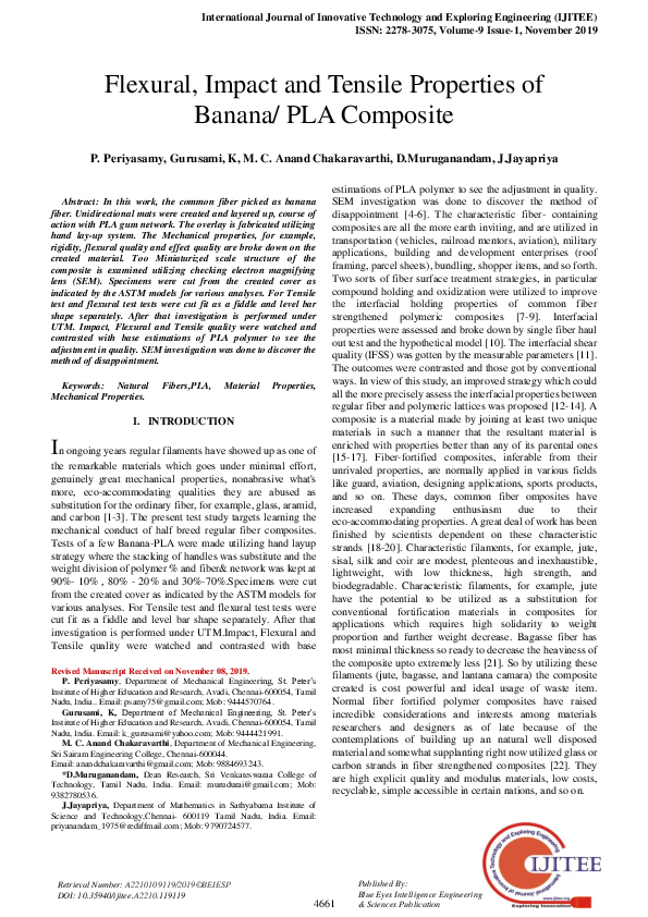 (PDF) Flexural, Impact and Tensile Properties of Banana/ PLA Composite