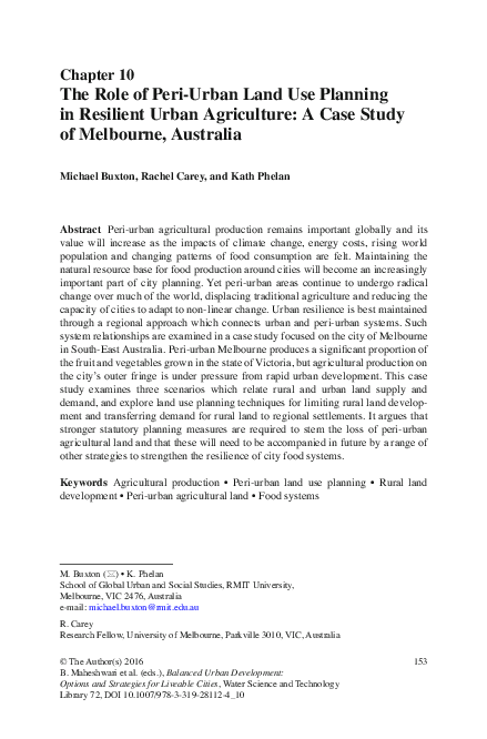 (PDF) The Role of Peri-Urban Land Use Planning in Resilient Urban ...