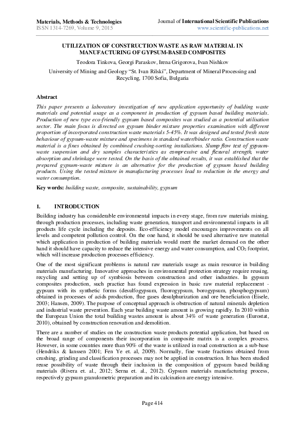 (PDF) Utilization of Construction Waste as Raw Material in ...