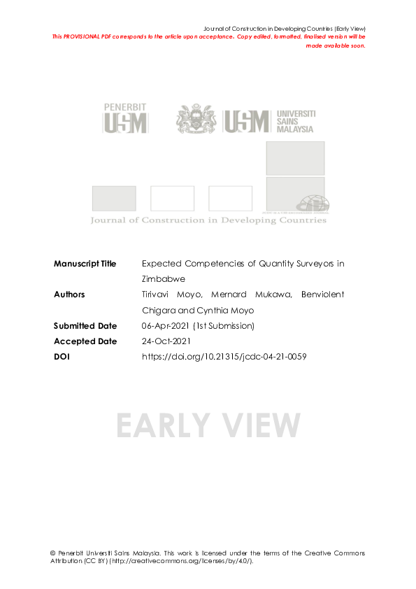 (PDF) Expected Competencies of Quantity Surveyors in Zimbabwe