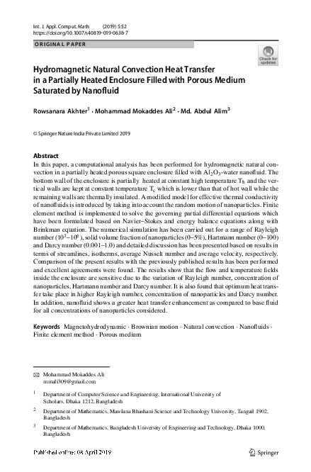 (PDF) Hydromagnetic Natural Convection Heat Transfer in a Partially ...