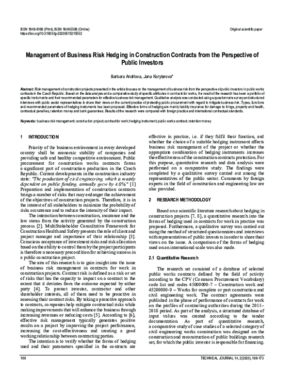 (PDF) Management of Business Risk Hedging in Construction Contracts ...