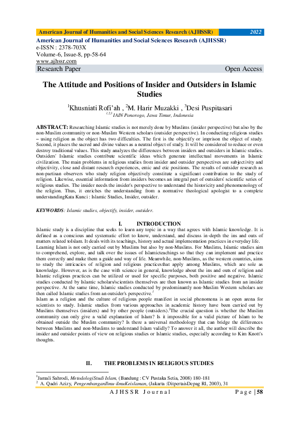 (PDF) The Attitude and Positions of Insider and Outsiders in Islamic ...