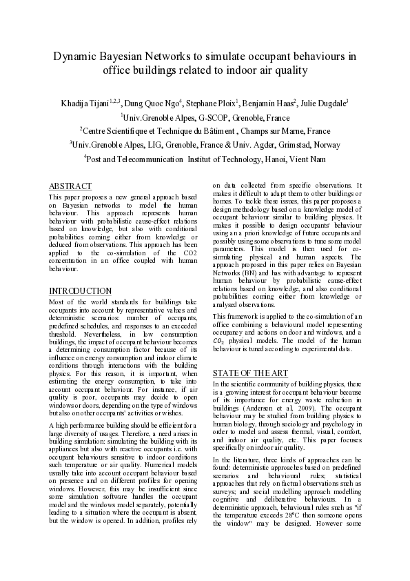 (PDF) Dynamic Bayesian Networks to simulate occupant behaviours in ...