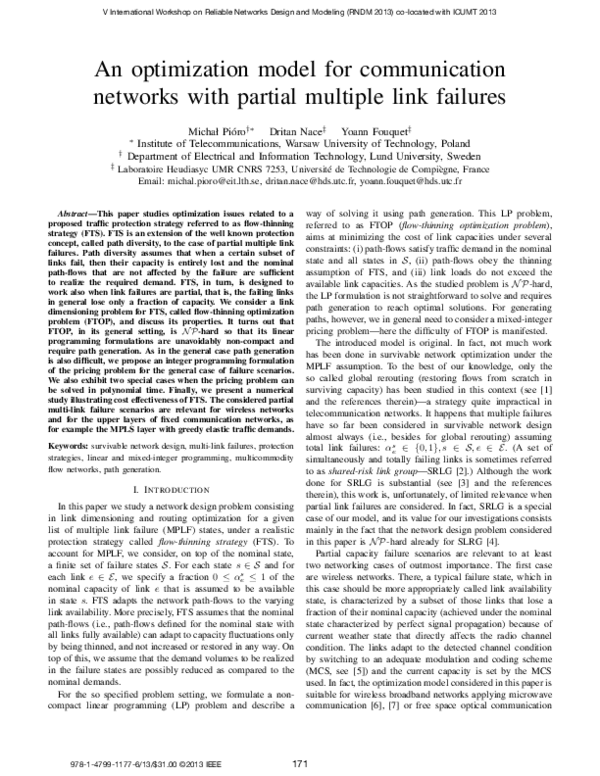 (PDF) An optimization model for communication networks with partial ...