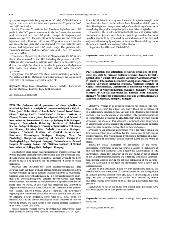 (PDF) P370 The thalamo-cortical generators of sleep spindles as ...