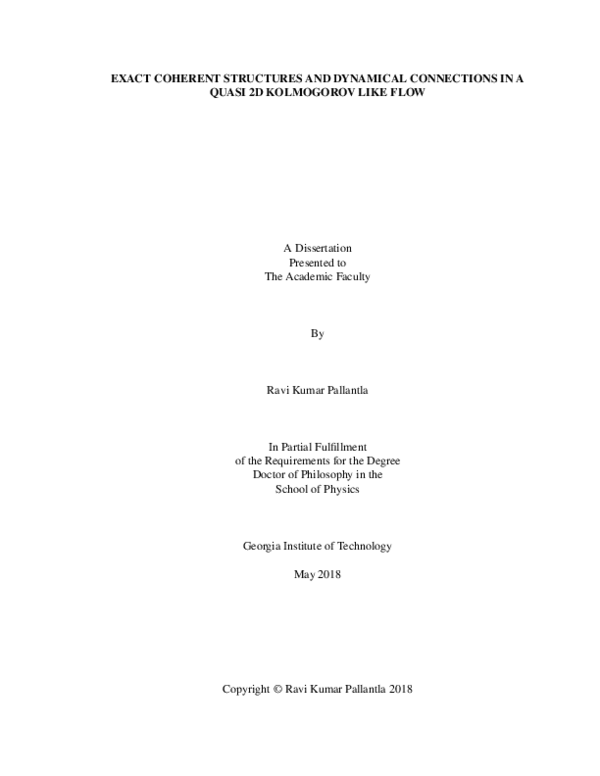 (PDF) Exact coherent structures and dynamical connections in a quasi 2D ...
