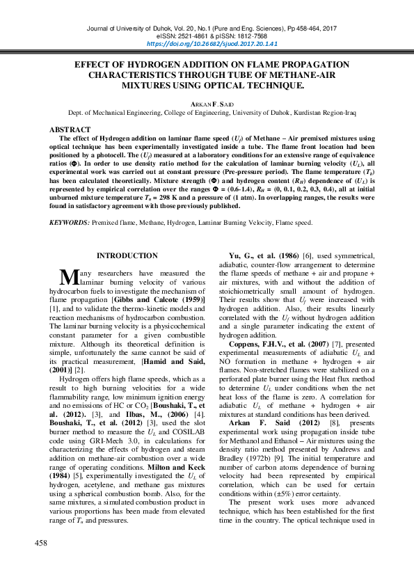 (PDF) Effect of Hydrogen Addition on Flame Propagation Characteristics ...
