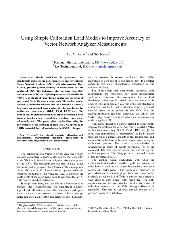 (PDF) Using simple calibration load models to improve accuracy of ...
