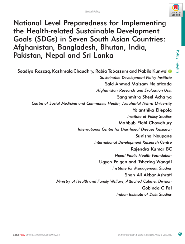 (PDF) National Level Preparedness for Implementing the Health‐related ...