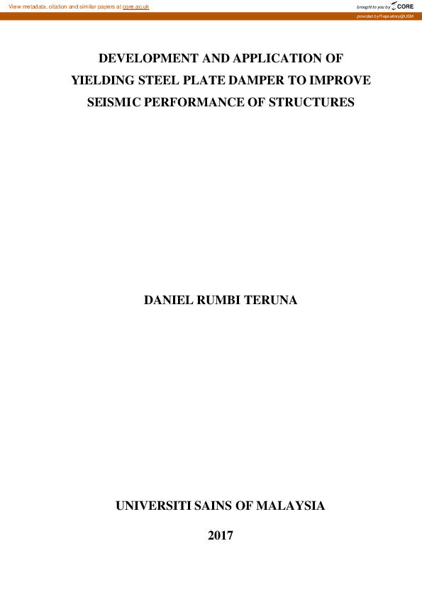 (PDF) Development And Application Of Yielding Steel Plate Damper To ...