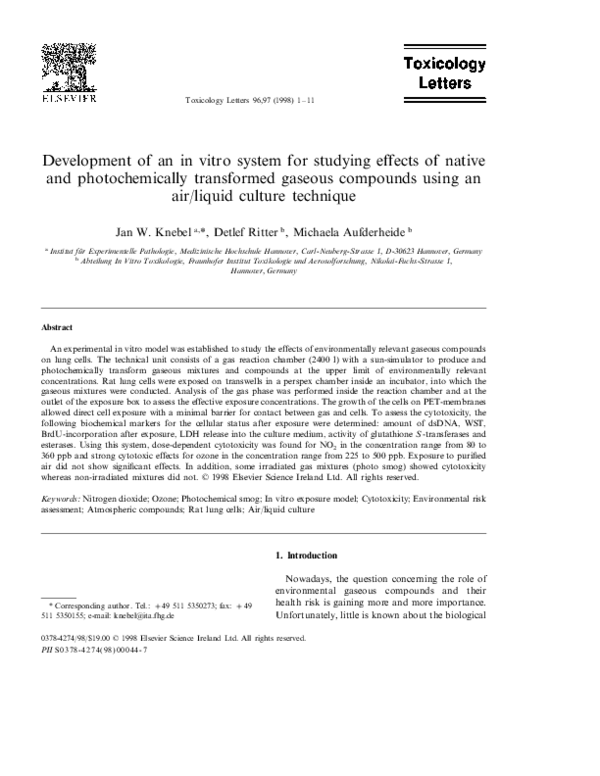 (PDF) Development of an in vitro system for studying effects of native ...