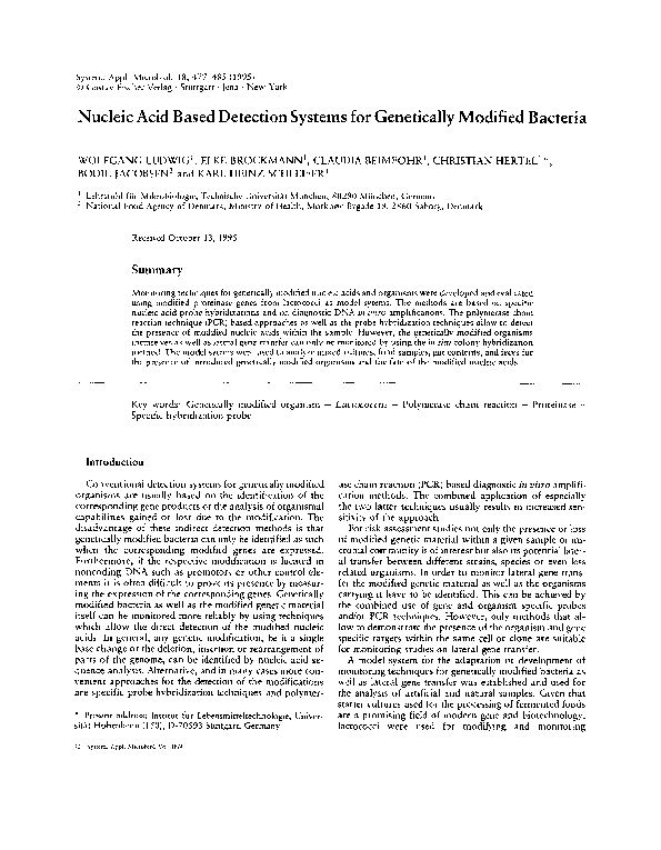 (PDF) Nucleic Acid Based Detection Systems for Genetically Modified ...