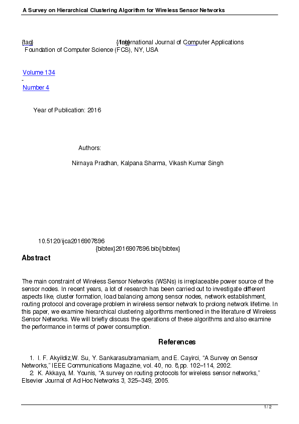 (PDF) A Survey on Hierarchical Clustering Algorithm for Wireless Sensor ...