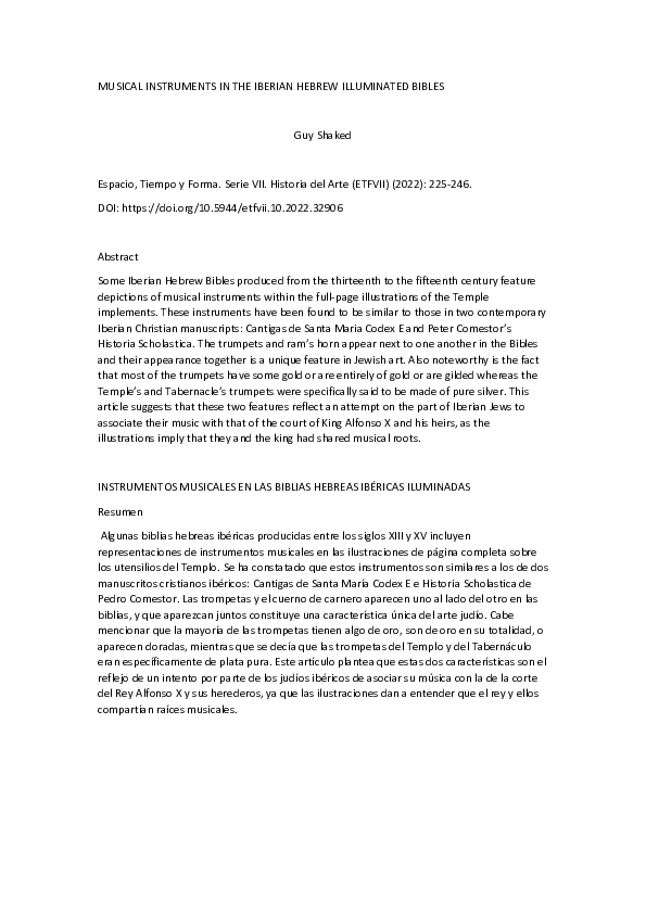 (PDF) MUSICAL INSTRUMENTS IN THE IBERIAN HEBREW ILLUMINATED BIBLES