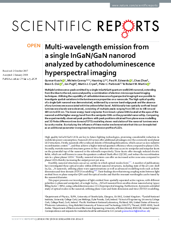 (PDF) Multi-wavelength emission from a single InGaN/GaN nanorod ...