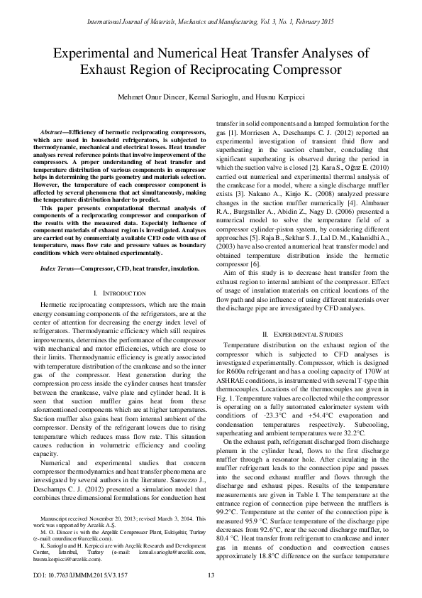 (PDF) Experimental and Numerical Heat Transfer Analyses of Exhaust ...