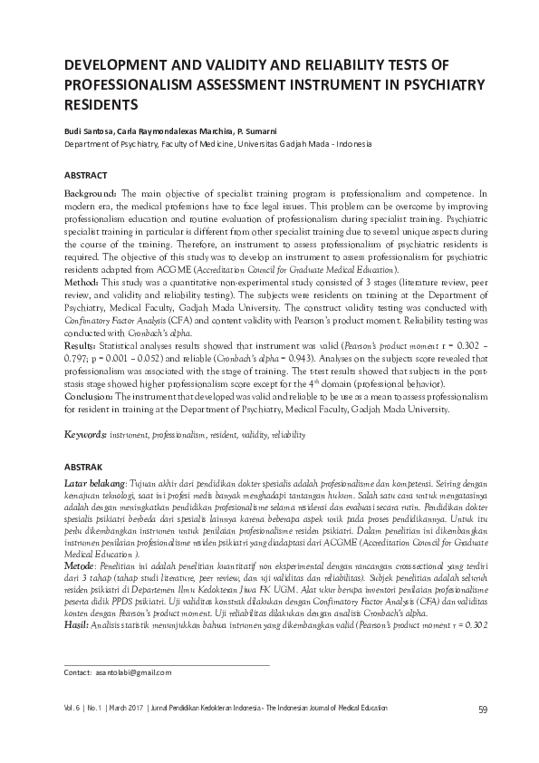 (PDF) Development and Validity and Reliability Tests of Professionalism ...