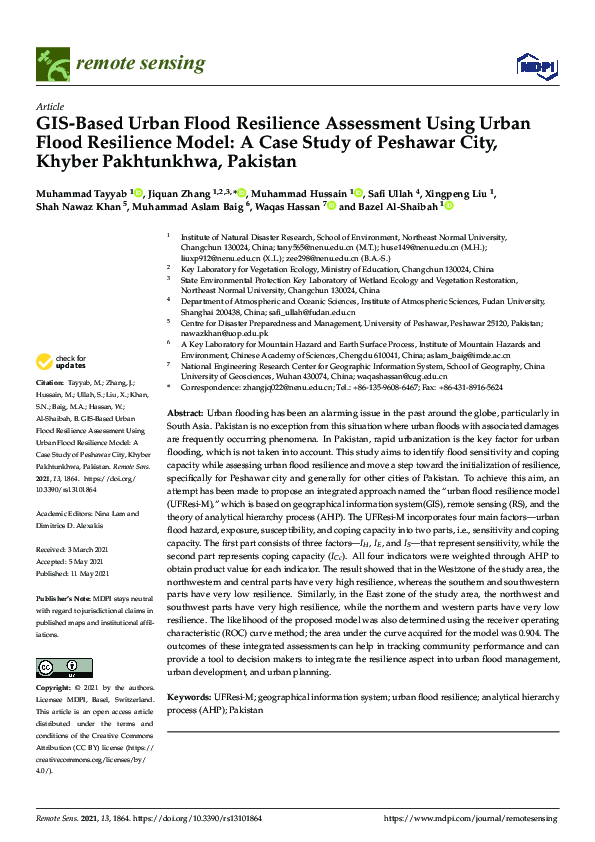 Pdf Gis Based Urban Flood Resilience Assessment Using Urban Flood