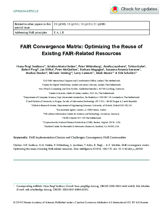 (PDF) FAIR Convergence Matrix: Optimizing the Reuse of Existing FAIR ...
