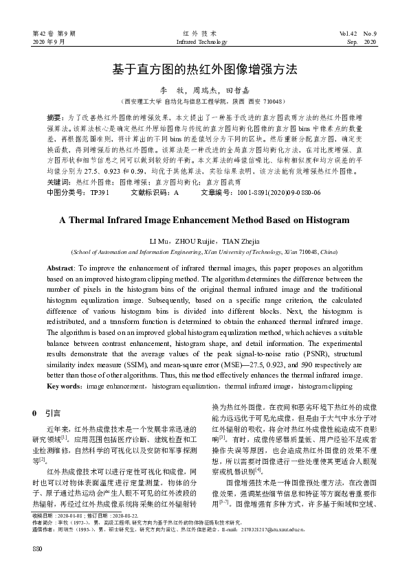 (PDF) A Thermal Infrared Image Enhancement Method Based on Histogram