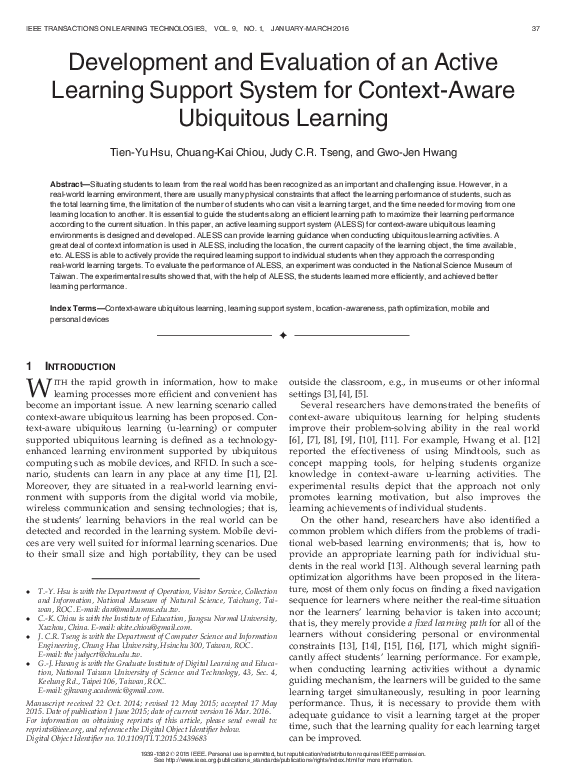 (PDF) Development and Evaluation of an Active Learning Support System ...