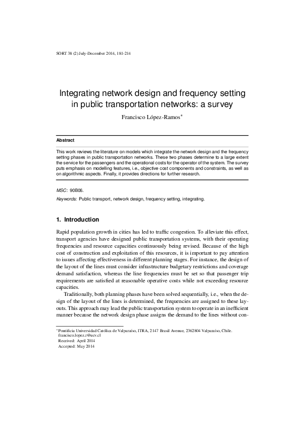 (PDF) Integrating Network Design and Frequency Setting in Public ...