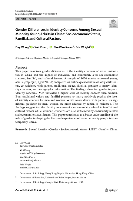(PDF) Gender Differences in Identity Concerns Among Sexual Minority ...