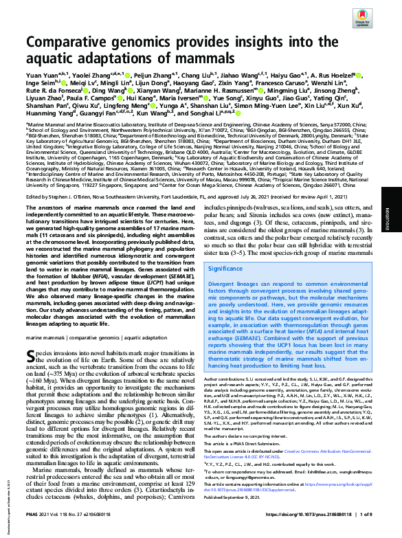 (PDF) Comparative genomics provides insights into the aquatic ...