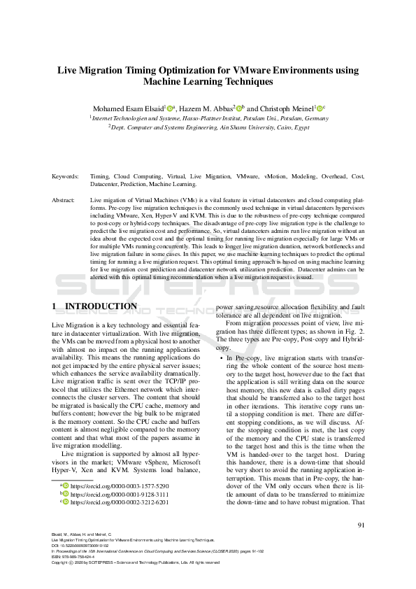 (PDF) Live Migration Timing Optimization for VMware Environments using ...