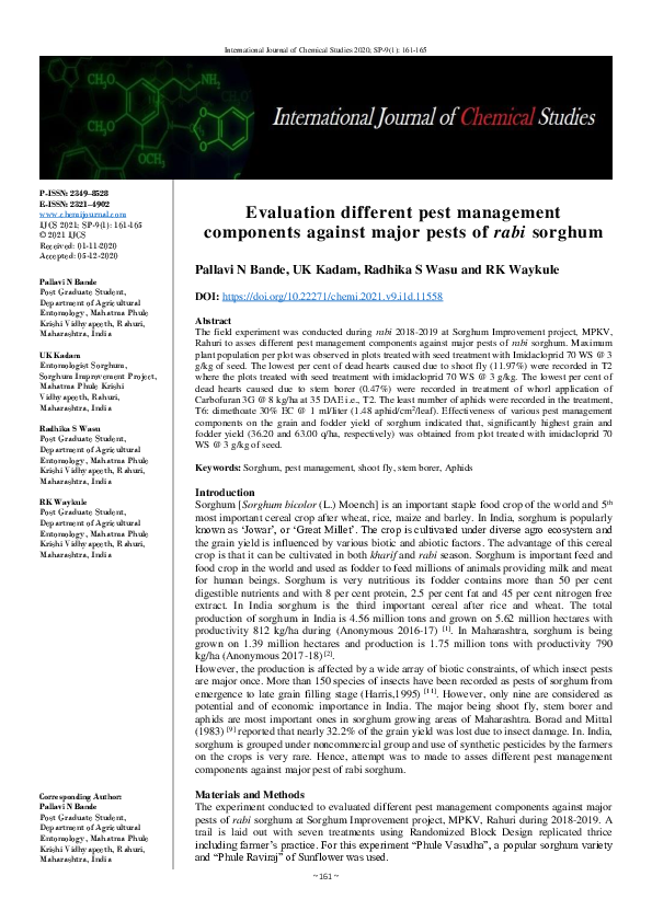 (PDF) Evaluation different pest management components against major ...