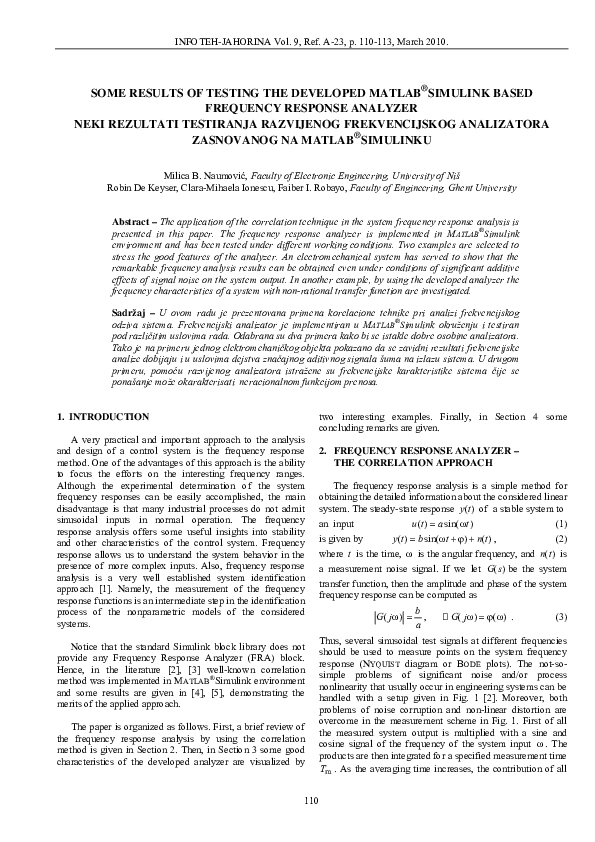 (PDF) Some results of testing the developed Matlab simulink based ...